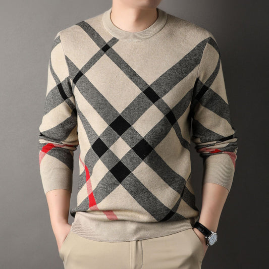 Męski Dzianinowy Sweter Pullover Z Luźnym Krojem I Nadrukiem