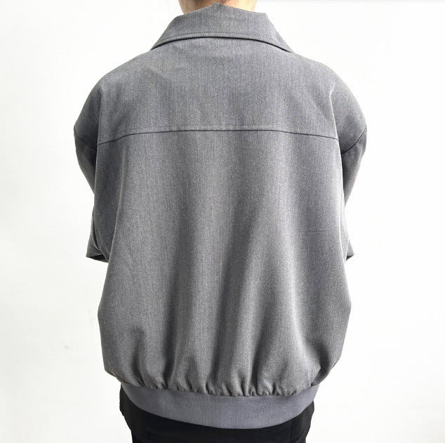 Męska Wiosenna Marynarka Garniturowa z Luźnym Krojem, Jednokolorowa z Kieszeniami Naszywanymi