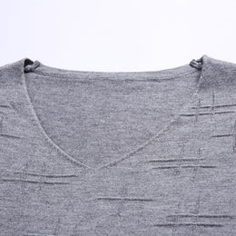 Męski Sweter Pullover Z Dekoltem V Slim Fit Z Długimi Rękawami