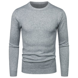Sweter Męski Dopasowany Krój Okrągły Dekolt z Długim Rękawem