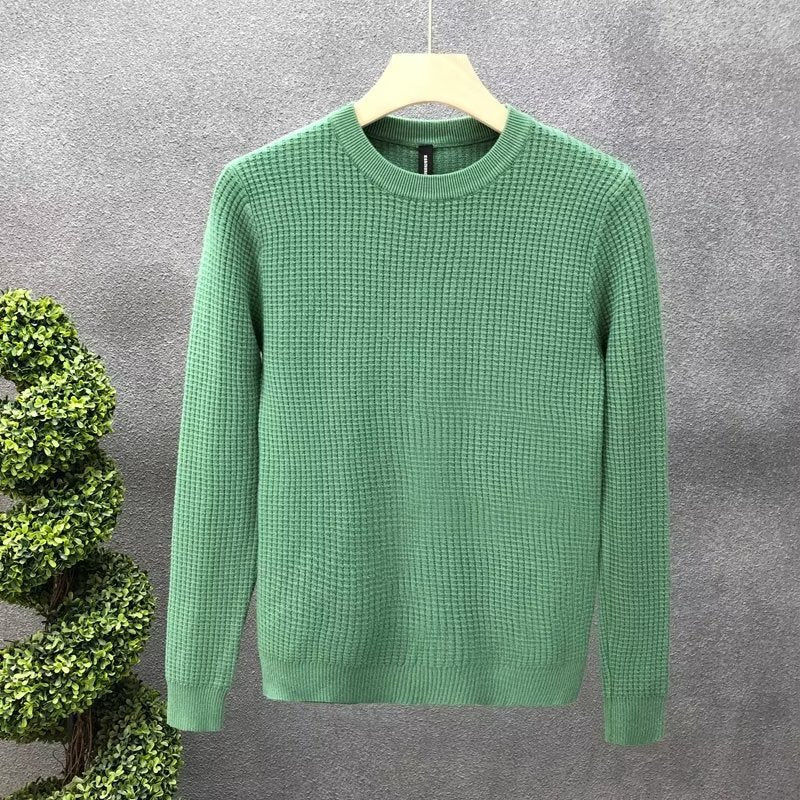 Sweter Męski Jesienny Okrągły Dekolt Luźna Dzianina z Długimi Rękawami