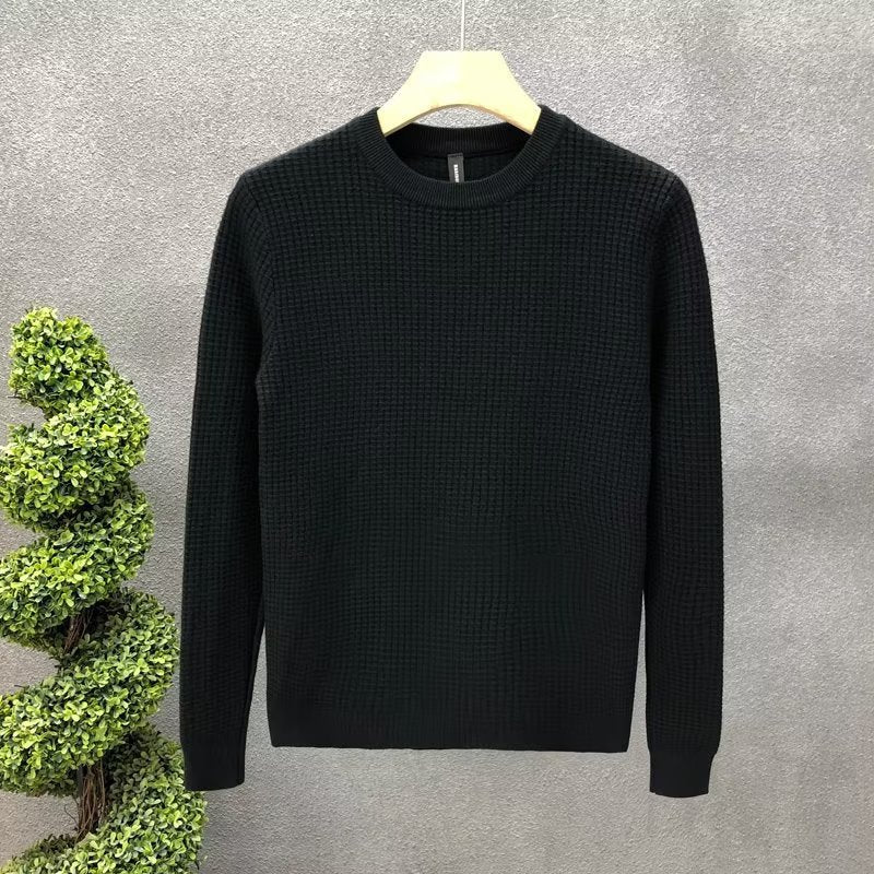 Sweter Męski Jesienny Okrągły Dekolt Luźna Dzianina z Długimi Rękawami