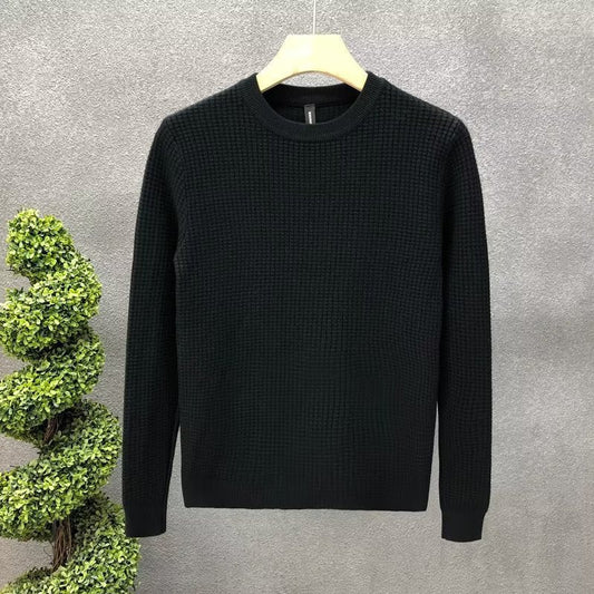 Sweter Męski Jesienny Okrągły Dekolt Luźna Dzianina z Długimi Rękawami