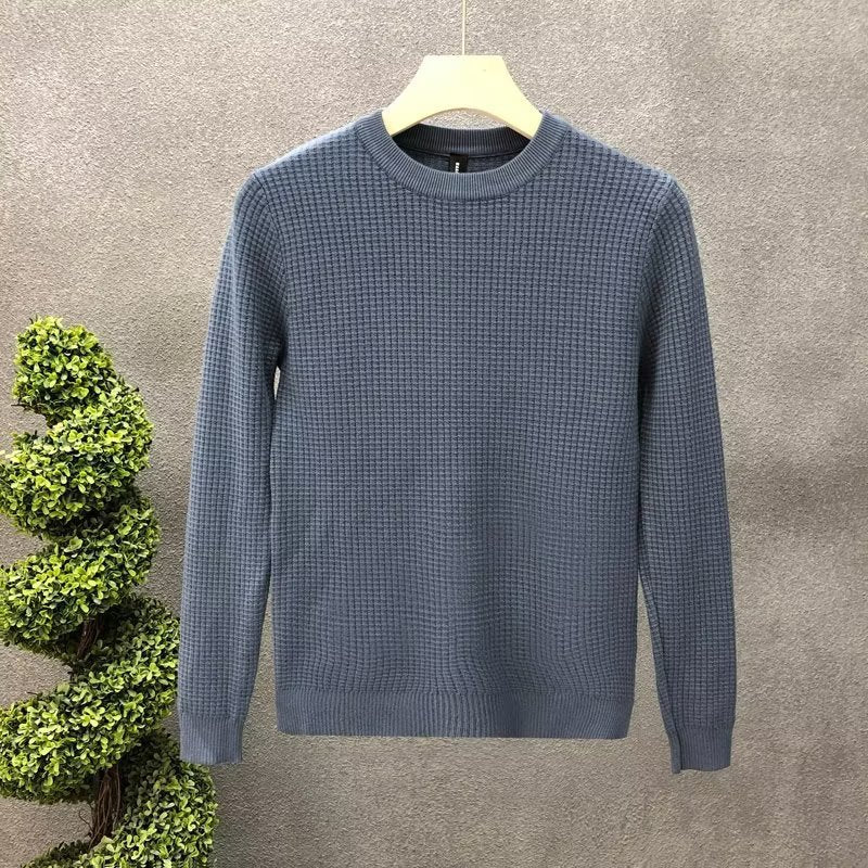 Sweter Męski Jesienny Okrągły Dekolt Luźna Dzianina z Długimi Rękawami