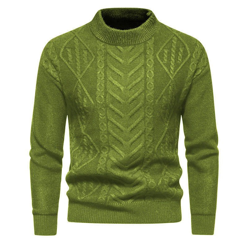 Meska Jesienna Bluza Z Okraglym Dekoltem, Wzor Zhakardy, Dlogi Rekaw, Slim Fit