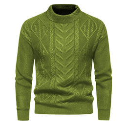 Meska Jesienna Bluza Z Okraglym Dekoltem, Wzor Zhakardy, Dlogi Rekaw, Slim Fit