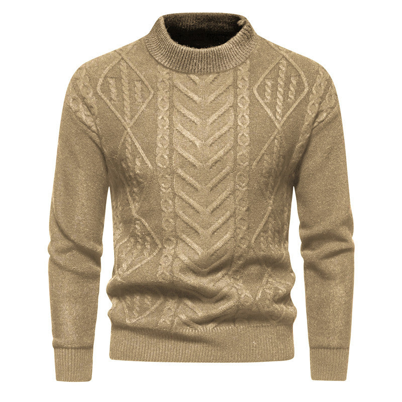 Meska Jesienna Bluza Z Okraglym Dekoltem, Wzor Zhakardy, Dlogi Rekaw, Slim Fit