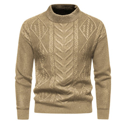 Meska Jesienna Bluza Z Okraglym Dekoltem, Wzor Zhakardy, Dlogi Rekaw, Slim Fit