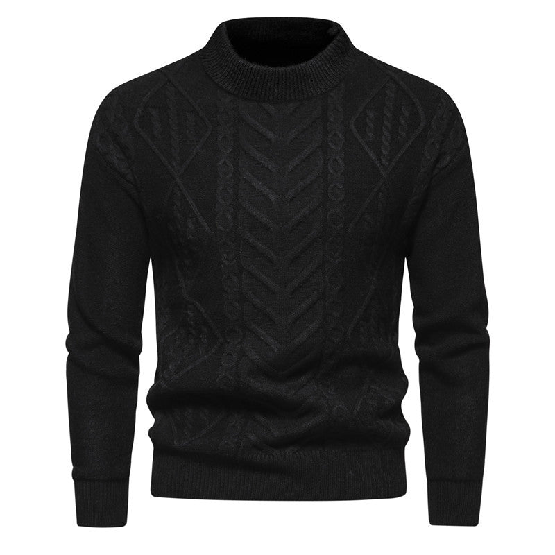 Meska Jesienna Bluza Z Okraglym Dekoltem, Wzor Zhakardy, Dlogi Rekaw, Slim Fit
