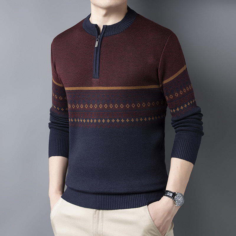 Meska Bluza Z Polgolfem, Slim Fit, Dlogi Rekaw