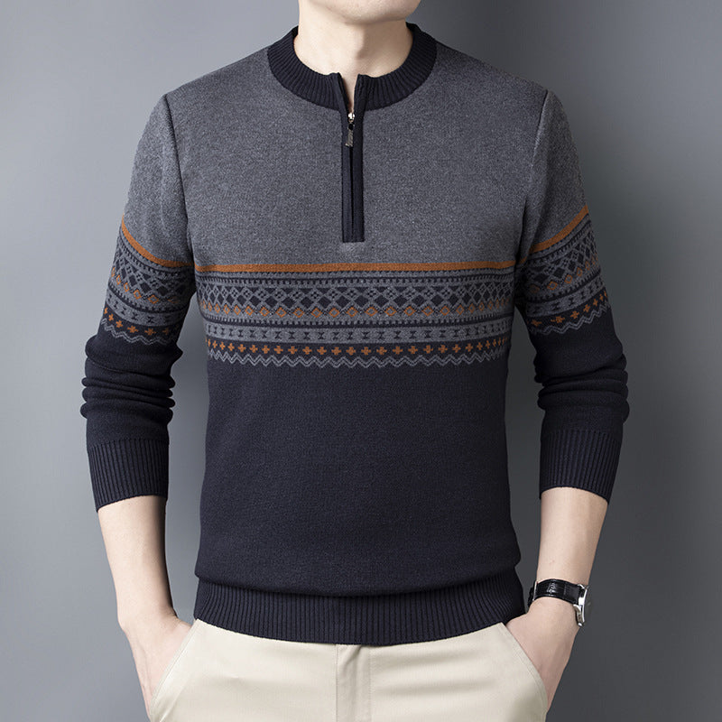 Meska Bluza Z Polgolfem, Slim Fit, Dlogi Rekaw