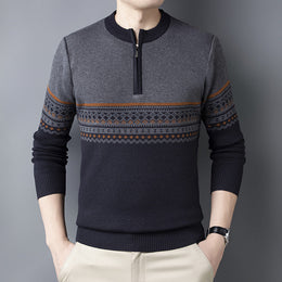 Meska Bluza Z Polgolfem, Slim Fit, Dlogi Rekaw