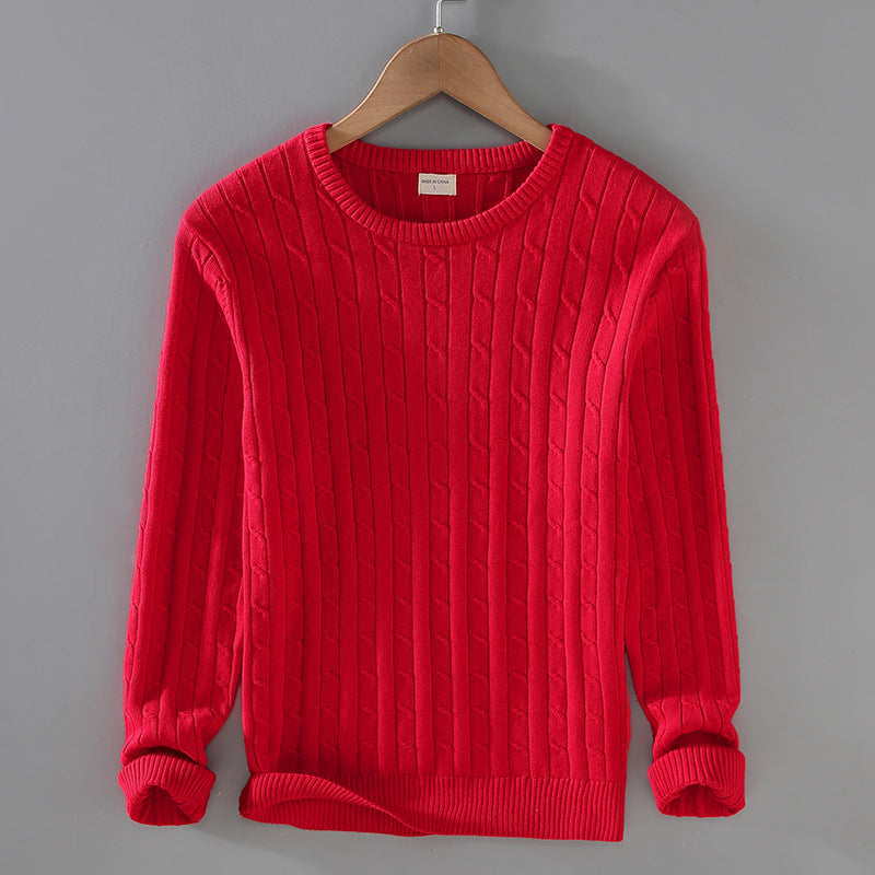 Meska Zimowa Bluza Ze Skreconym Splotem, Gruba, Slim Fit