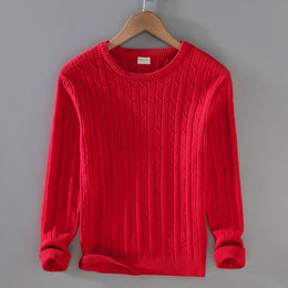 Meska Zimowa Bluza Ze Skreconym Splotem, Gruba, Slim Fit
