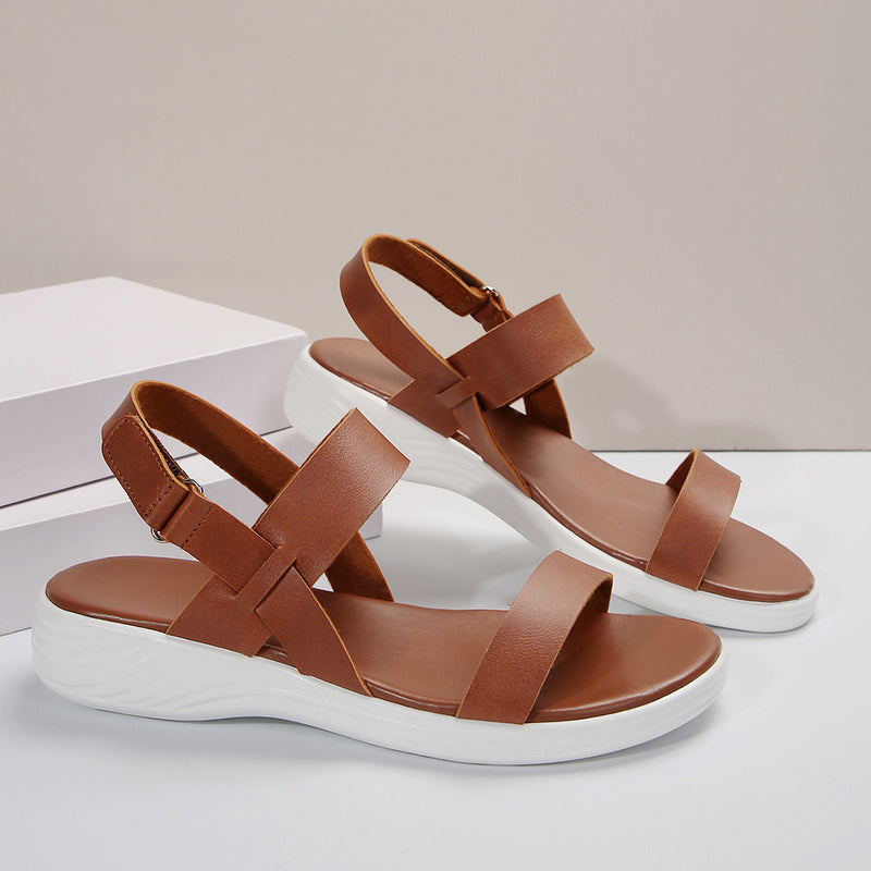 Damskie Letnie Sandały Peep Toe Okrągły Nosek Rzep Podeszwa Gumowa