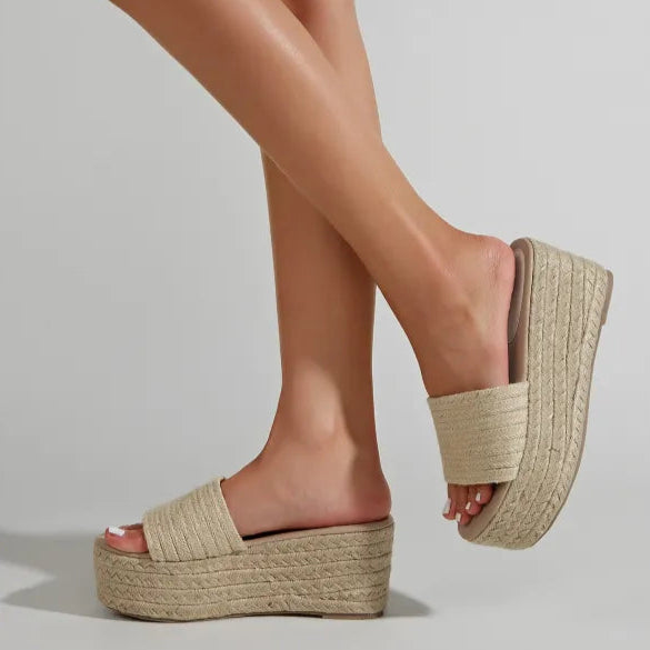 Damskie letnie buty podwyższające z mikrofibry z okrągłym noskiem i gumową podeszwą