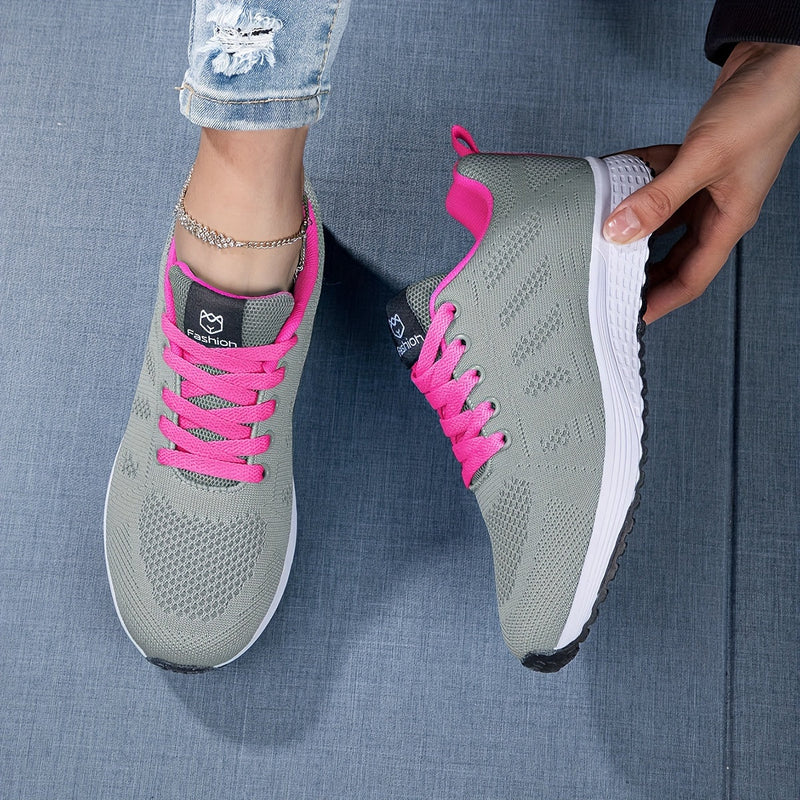 Damskie Wiosenne Sneakersy Dzianinowe z Oddychającą Cholewką i Amortyzowaną Podeszwą