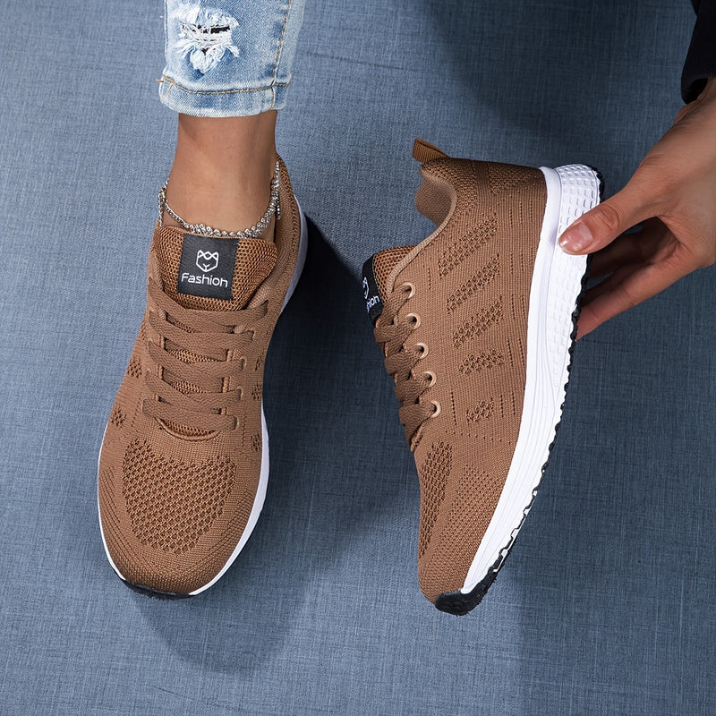 Damskie Wiosenne Sneakersy Dzianinowe z Oddychającą Cholewką i Amortyzowaną Podeszwą