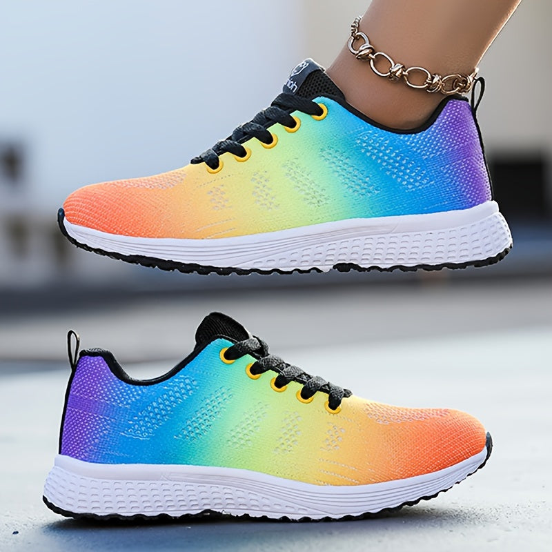 Damskie Wiosenne Sneakersy Dzianinowe z Oddychającą Cholewką i Amortyzowaną Podeszwą