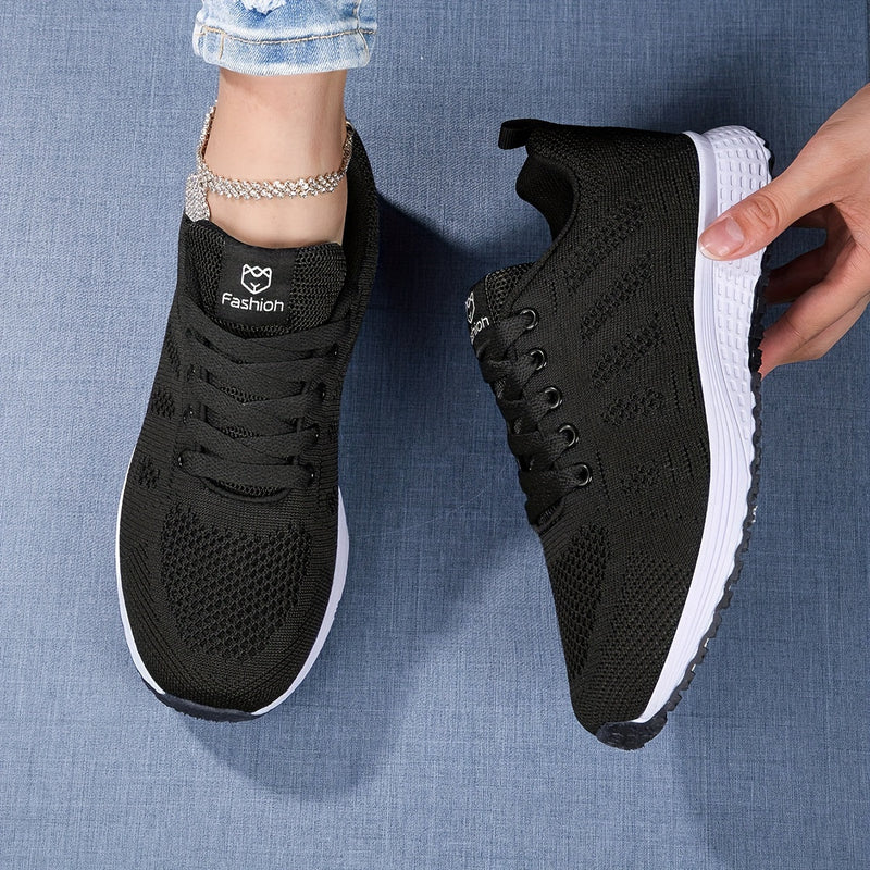 Damskie Wiosenne Sneakersy Dzianinowe z Oddychającą Cholewką i Amortyzowaną Podeszwą