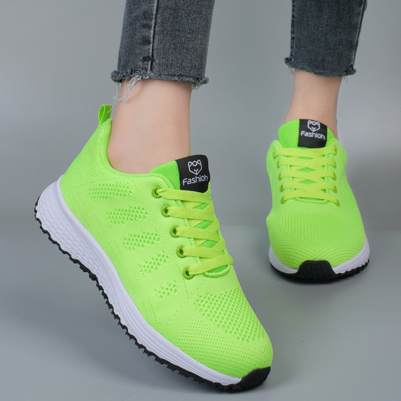 Damskie Wiosenne Sneakersy Dzianinowe z Oddychającą Cholewką i Amortyzowaną Podeszwą