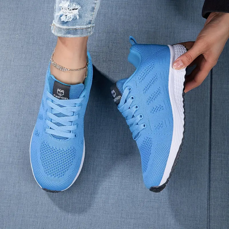 Damskie Wiosenne Sneakersy Dzianinowe z Oddychającą Cholewką i Amortyzowaną Podeszwą