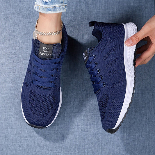 Damskie Wiosenne Sneakersy Dzianinowe z Oddychającą Cholewką i Amortyzowaną Podeszwą