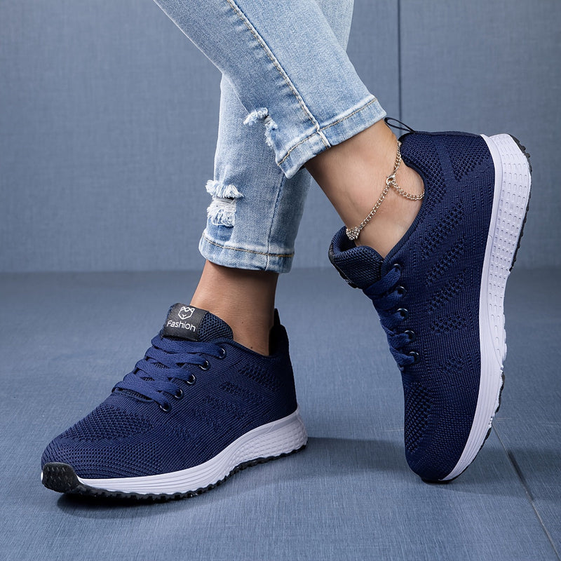 Damskie Wiosenne Sneakersy Dzianinowe z Oddychającą Cholewką i Amortyzowaną Podeszwą