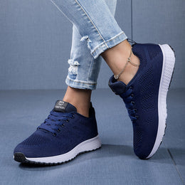Damskie Wiosenne Sneakersy Dzianinowe z Oddychającą Cholewką i Amortyzowaną Podeszwą