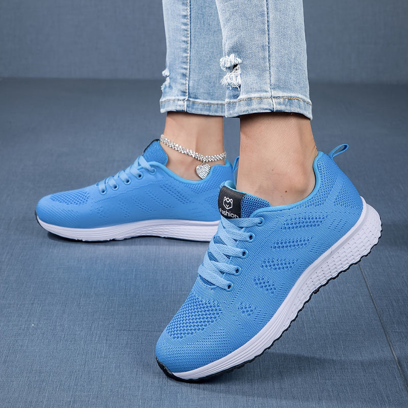 Damskie Wiosenne Sneakersy Dzianinowe z Oddychającą Cholewką i Amortyzowaną Podeszwą