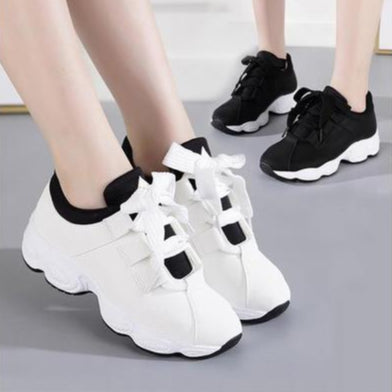 Damskie Jesienne Buty do Biegania z Grubą Podeszwą, Lekkie Białe Sneakersy