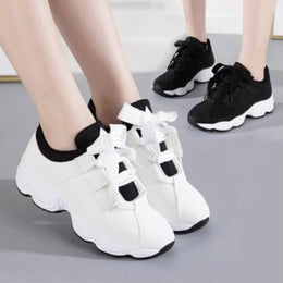 Damskie Jesienne Buty do Biegania z Grubą Podeszwą, Lekkie Białe Sneakersy