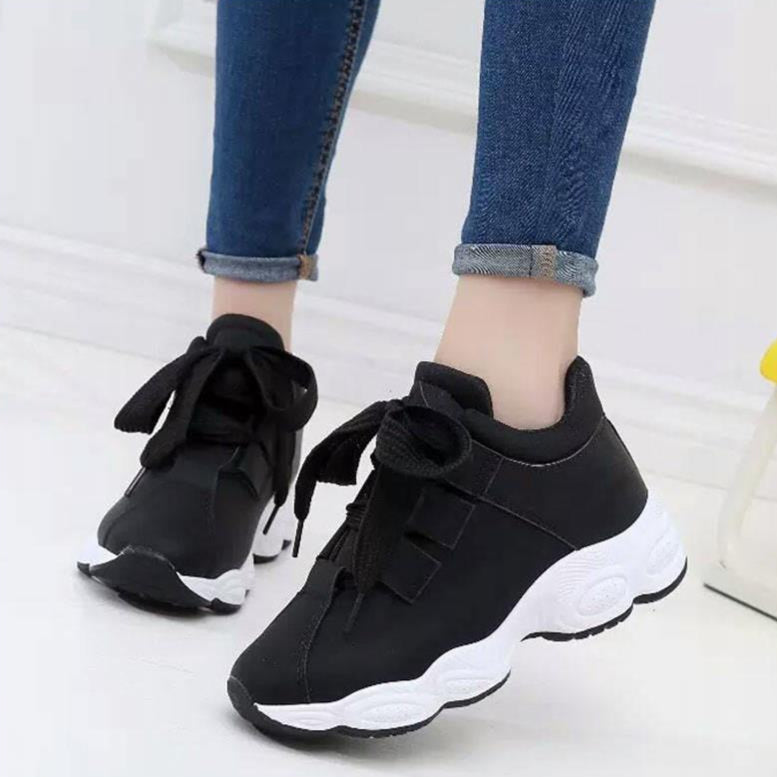 Damskie Jesienne Buty do Biegania z Grubą Podeszwą, Lekkie Białe Sneakersy