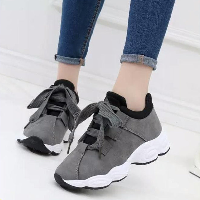 Damskie Jesienne Buty do Biegania z Grubą Podeszwą, Lekkie Białe Sneakersy