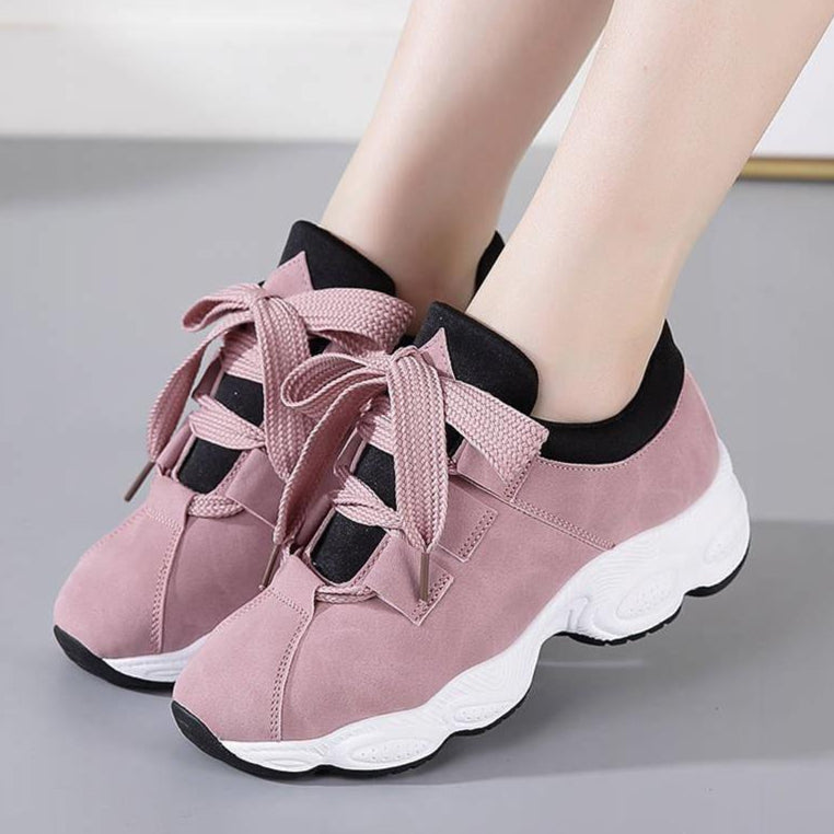 Damskie Jesienne Buty do Biegania z Grubą Podeszwą, Lekkie Białe Sneakersy