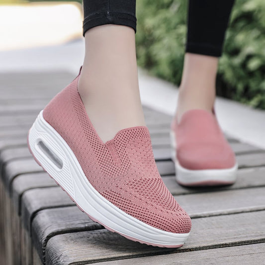 Damskie Niskie Buty Wsuwane Siateczkowe Okrągły Nosek Średni Obcas