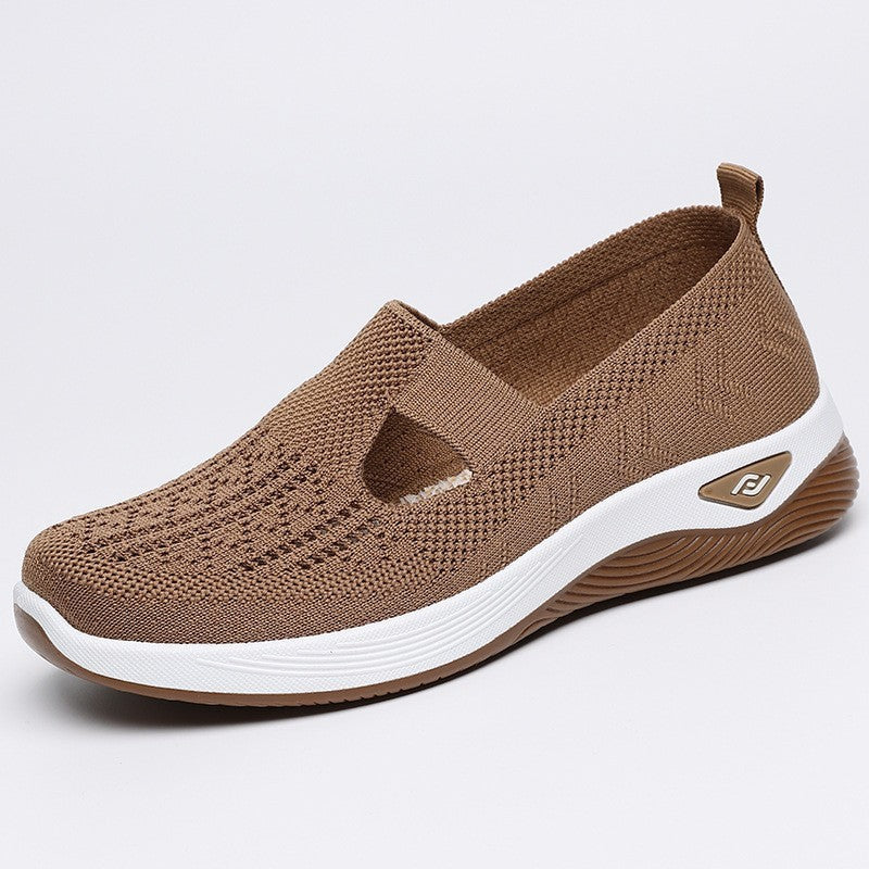 Damskie Letnie Buty Wsuwane Niskie Oddychająca Siateczka Okrągły Nosek Płaski Obcas