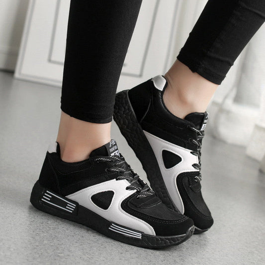 Damskie Sneakersy Kolorowe Krzyżowe Paski Platforma Niski Obcas