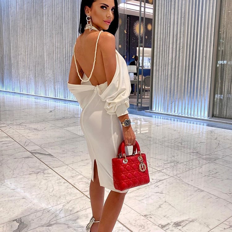 Damska Wiosenno-Letnia Sukienka Bodycon Bez Ramiączek Z Odkrytymi Plecami