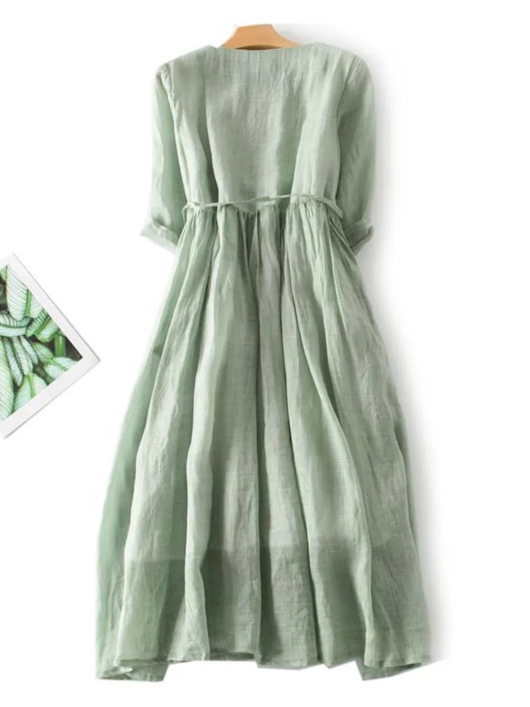 Damska Letnia Sukienka Midi W Stylu Boho Z Przewiewnej Tkaniny