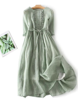 Damska Letnia Sukienka Midi W Stylu Boho Z Przewiewnej Tkaniny