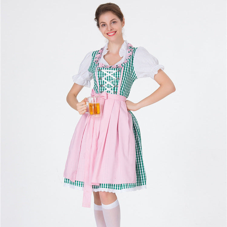 Damski Strój Festiwalowy Kelnerki w Stylu Kostiumowym w Kolorach Czerwonym, Zielonym lub Niebieskim