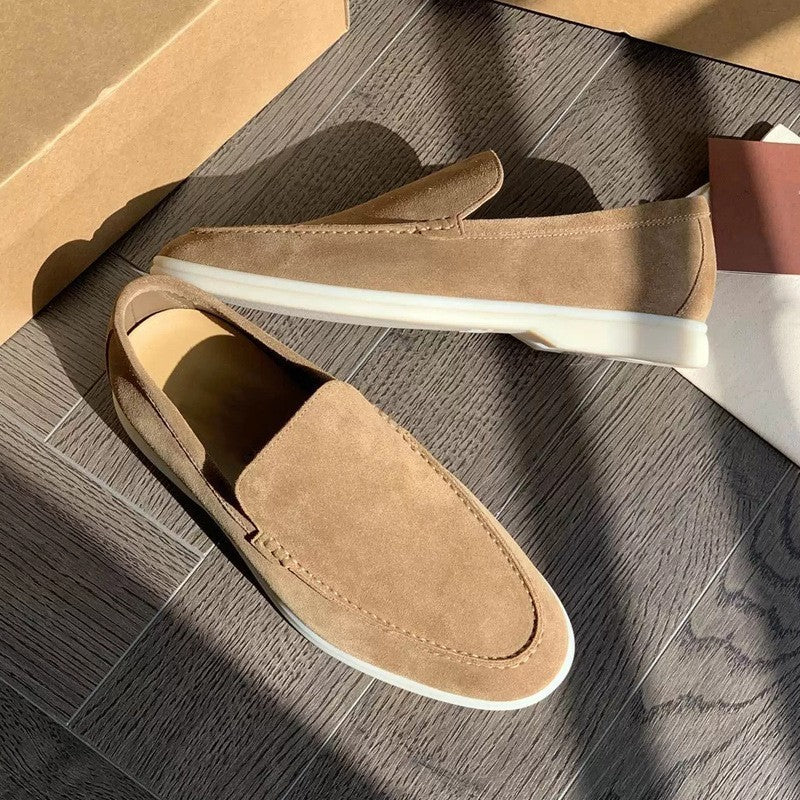Męskie Letnie Mokasyny Wsuwane, Płaskie Buty Do Jazdy Samochodem Z Okrągłym Noskiem