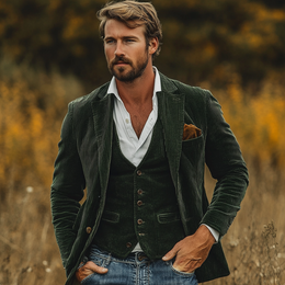 Męski Zestaw Marynarka I Kamizelka Z Dopasowanym Krojem Slim Fit Design