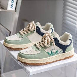 Męskie Sneakersy Sznurowane z Grubą Gumową Podeszwą i Okrągłym Noskiem