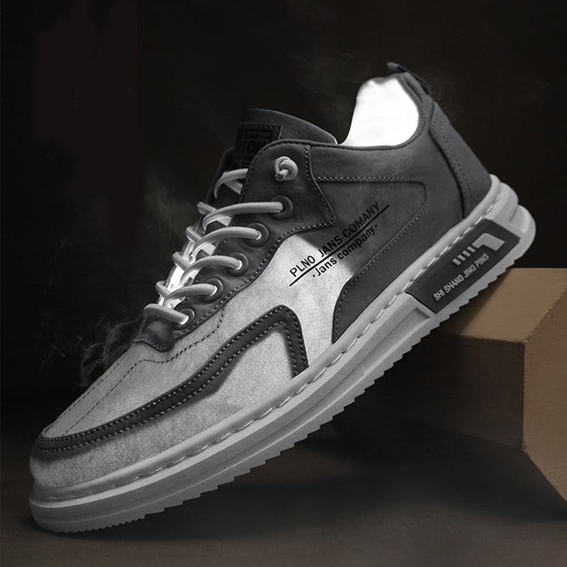 Męskie Letnie Sneakersy z Cholewką Canvas i Gumową Podeszwą Platformową