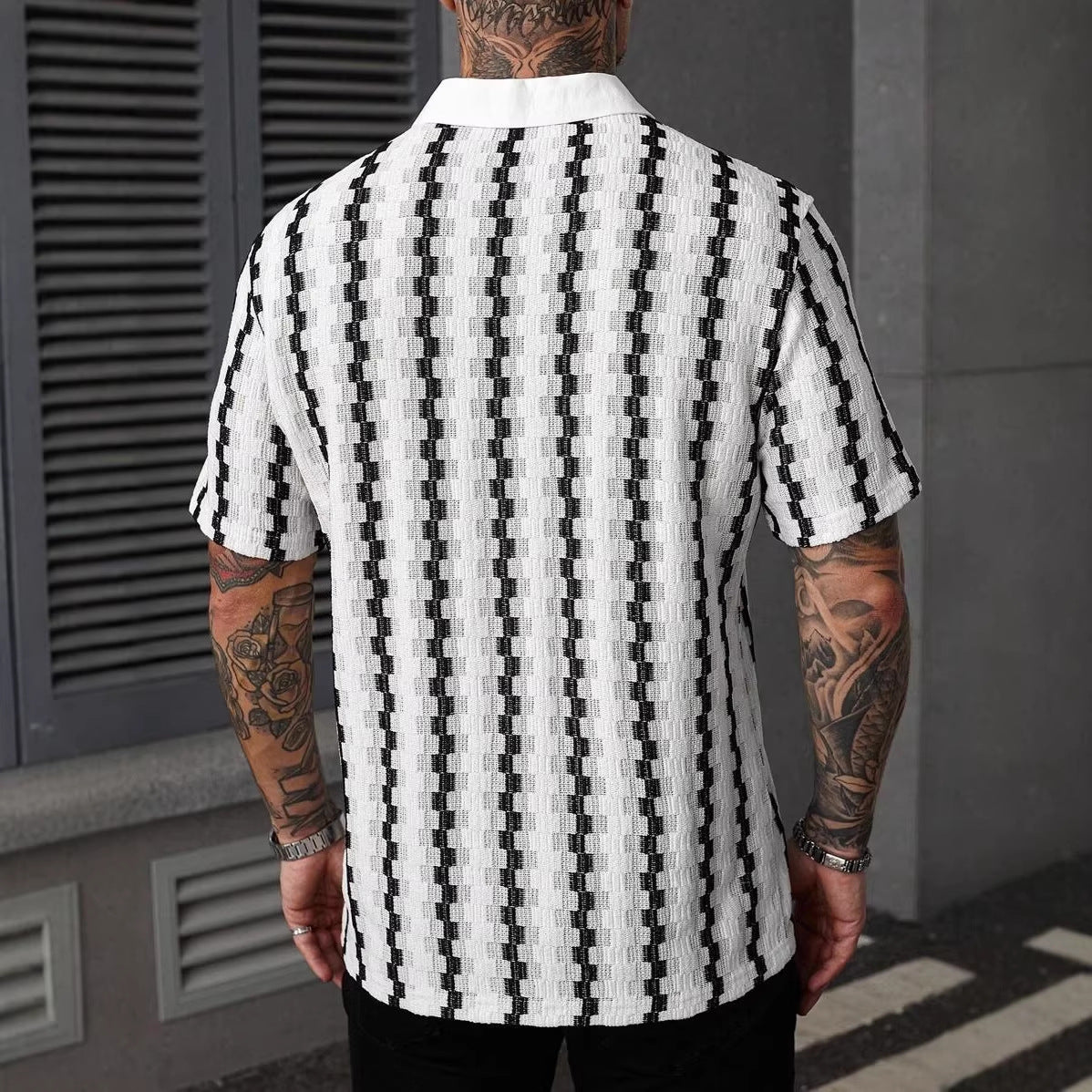 Meski Letni Kardigan W Krate Z Dzianiny Z Krotkim Rekawem, Dopasowany Kroj, Patchworkowy Top W Stylu Streetwear