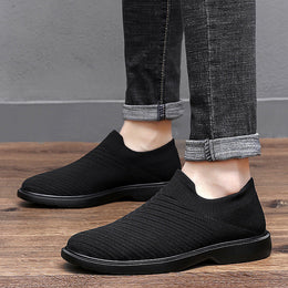 Męskie Letnie Buty z Oddychającej Siatki Niskie z Płaską Podeszwą