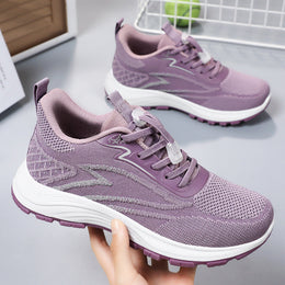 Damskie Buty Sportowe Do Chodzenia, Cholewka Flyknit, Okrągły Nosek, Sznurowane, Podeszwa Z Pvc