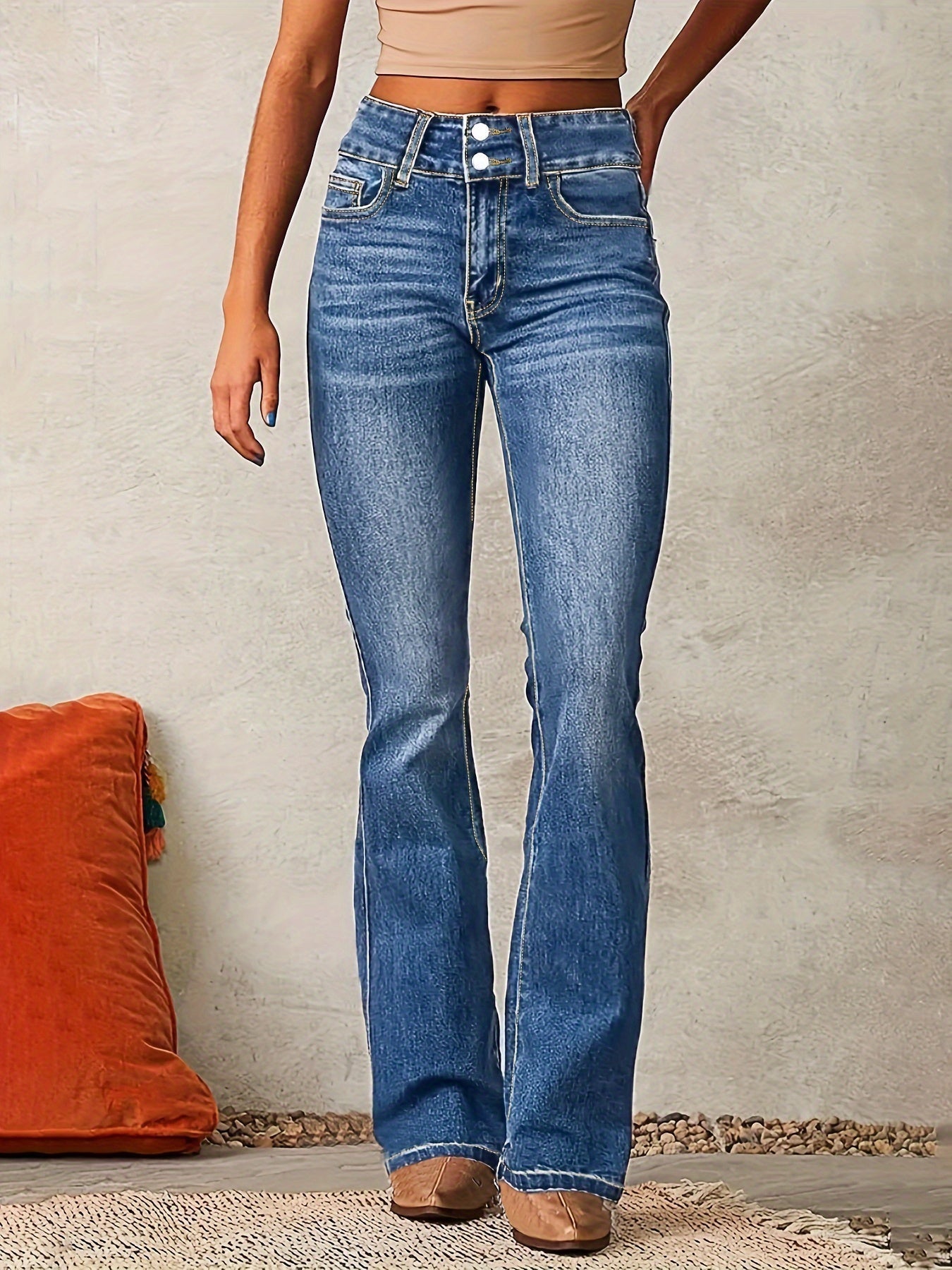 Damskie Jeansy Skinny z Wysokim Stanem i Detalami na Zamkach